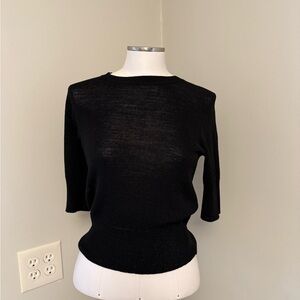 J. Crew 3/4 Sleeve Black Crew Neck Sweater